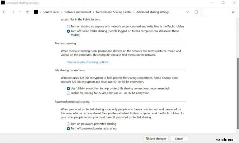Windows 10 または Windows 11 でパスワード保護の共有をオフにする方法