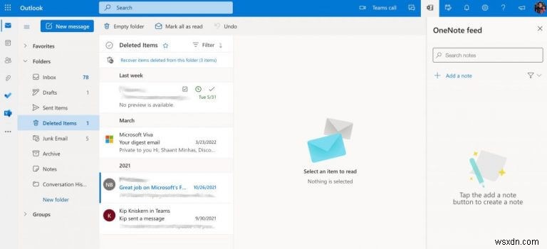 Outlook Web で削除されたメールを復元する方法