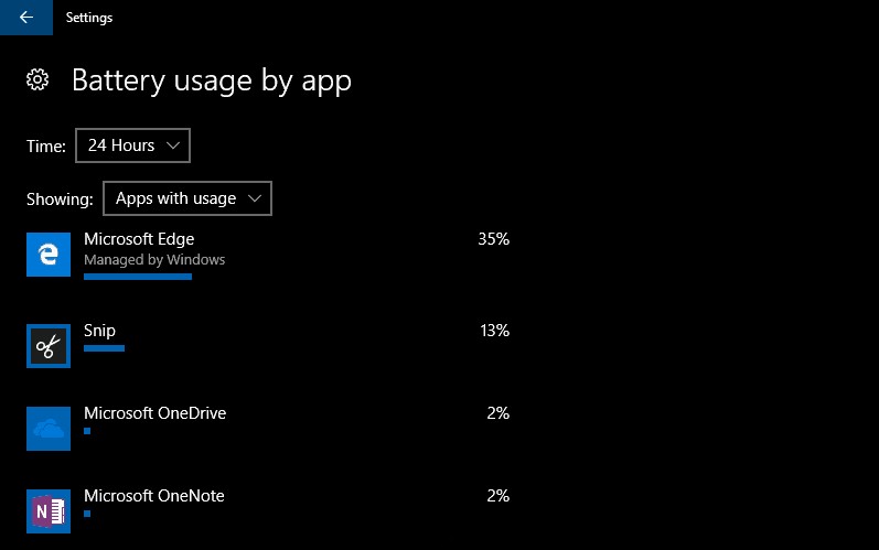 Windows 10 および Windows 10 Mobile でアプリが使用する電力を確認する方法