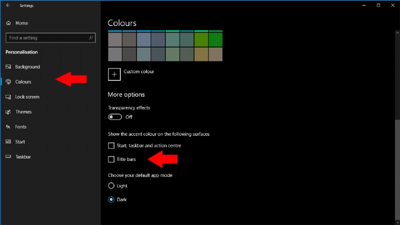 アクセント カラーを変更せずに Windows 10 でダーク テーマのタイトル バーを表示する方法