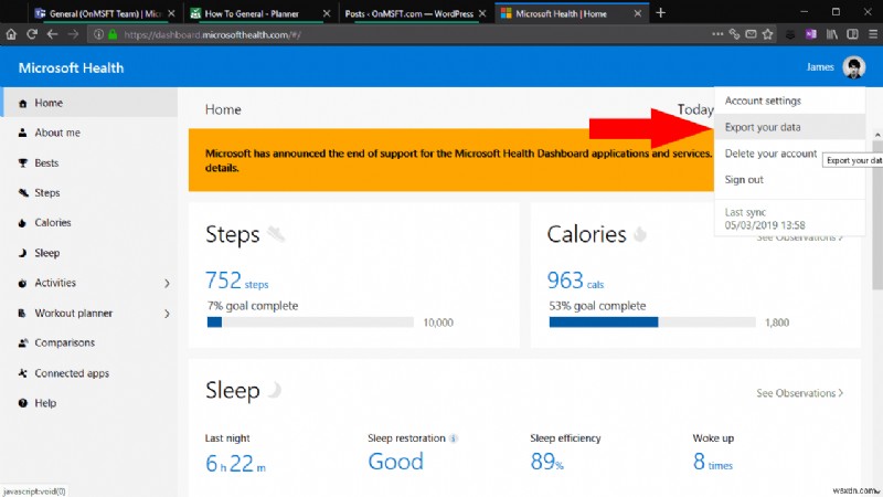 終了間近の Microsoft Health からデータをエクスポートする方法