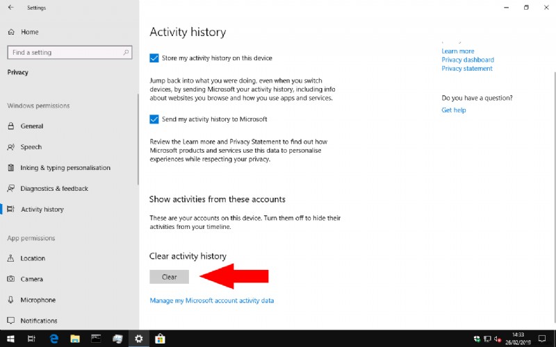 Windows 10 タイムラインの履歴を削除する方法