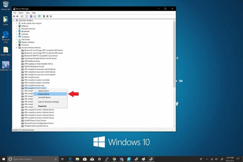 Windows 10 でタッチスクリーンを無効にする方法