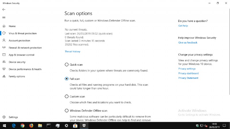 Windows 10 でウイルス スキャンを実行する方法
