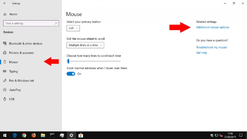 Windows 10 でマウスの設定を変更する方法