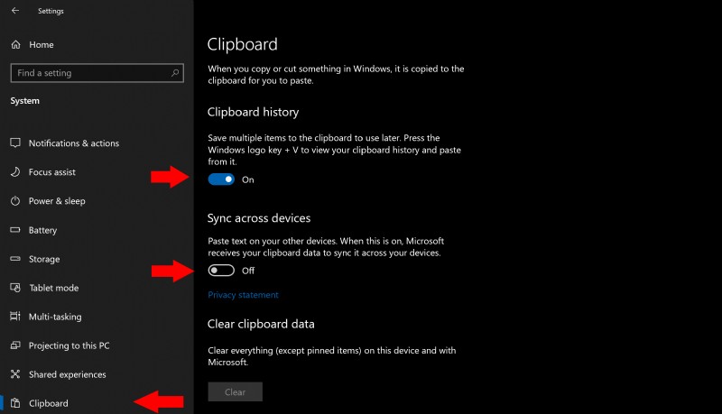 デバイス間で Windows クリップボードの内容を同期する方法