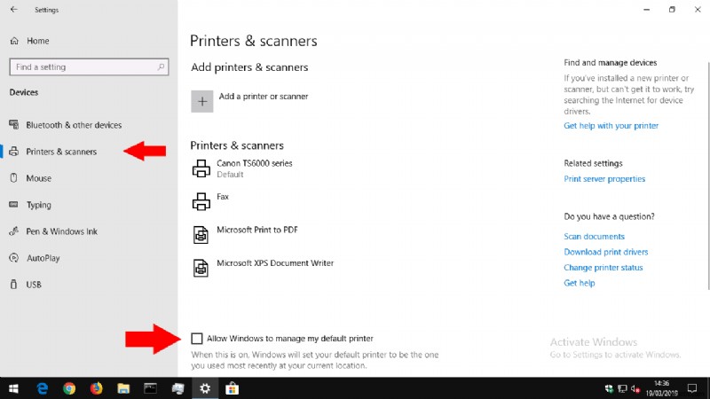 Windows 10 で既定のプリンターを設定する方法