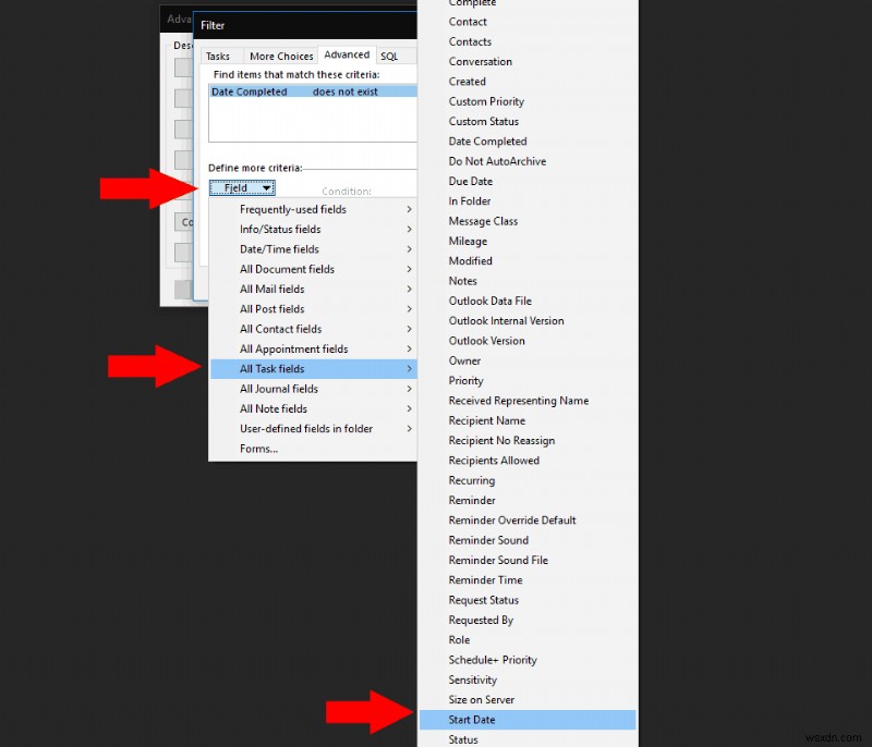 開始日が将来の Outlook タスクを非表示にする方法