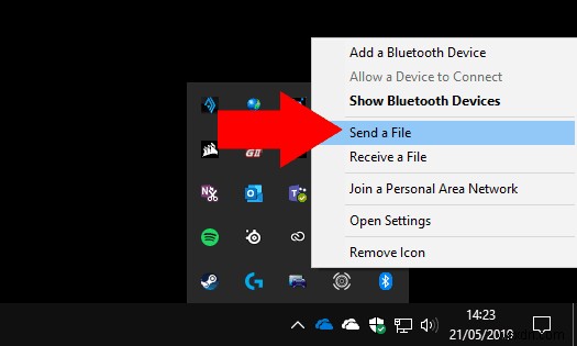 Windows 10 PC から Bluetooth 経由でファイルを送信する方法