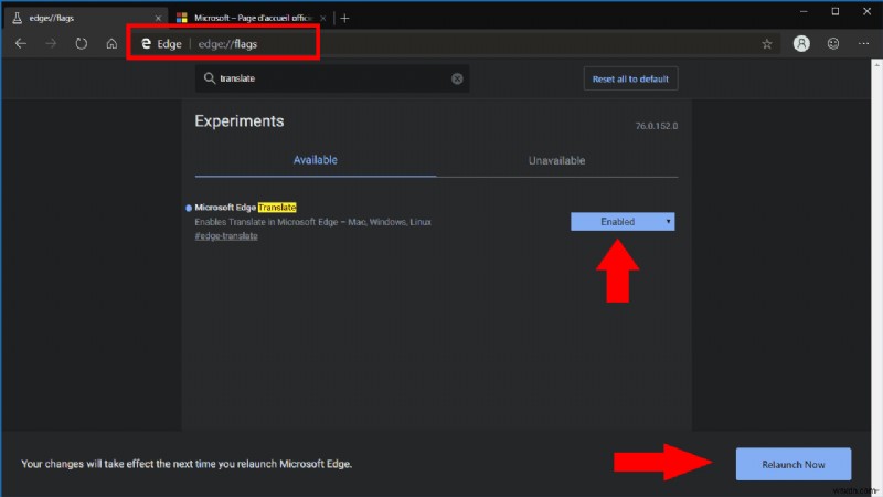 Edge Dev ブラウザで Microsoft Translate を有効にする方法