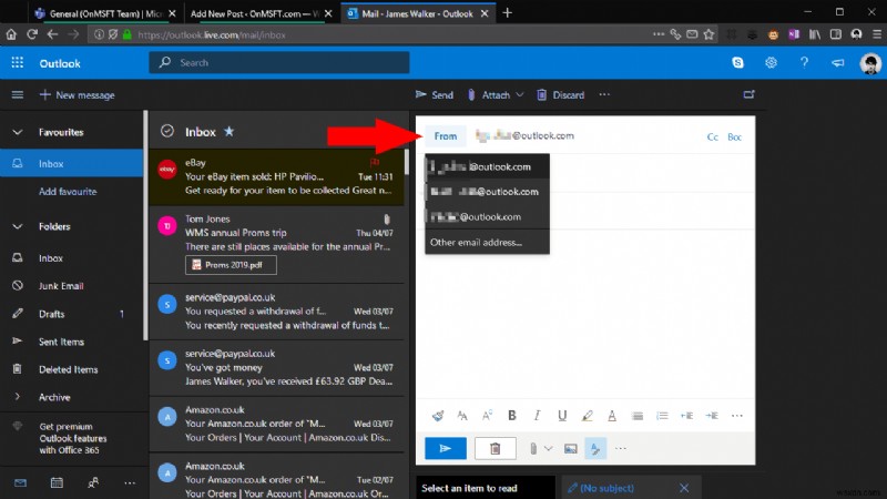 Outlook.com アカウントのメール エイリアスを作成する方法