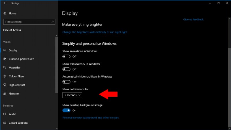 Windows 10 の通知タイムアウトを増やす方法
