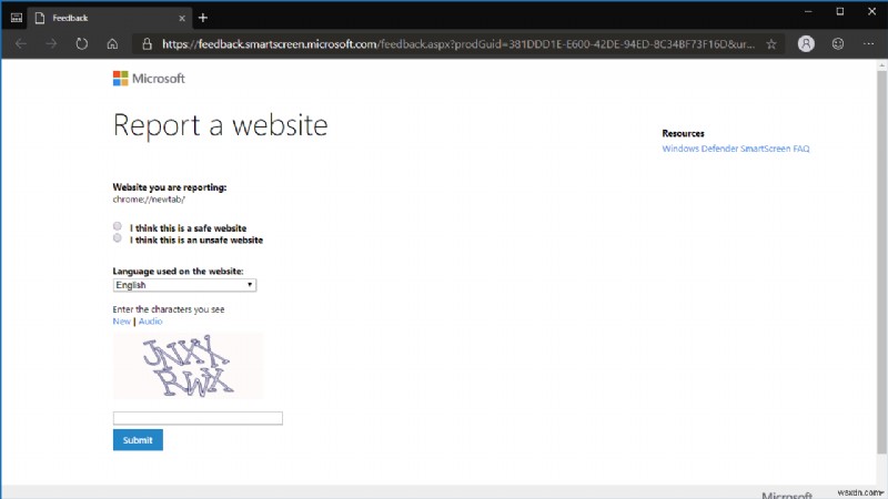Microsoft Edge Insider で危険または悪意のある Web サイトを報告する方法