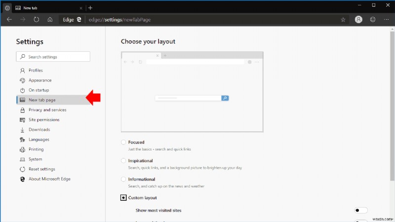 Microsoft Edge Insider で新しいタブ ページをカスタマイズする方法