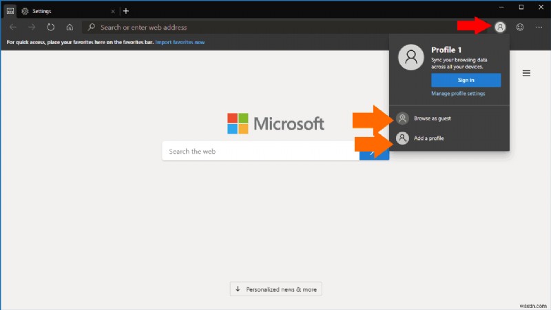 Microsoft Edge Insider の新機能であるプロファイルの使用方法