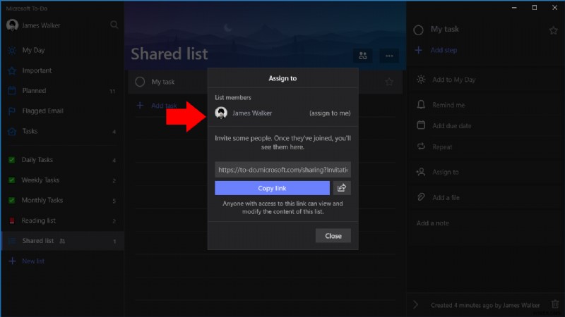 Microsoft To-Do でタスクをユーザーに割り当てる方法