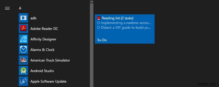 Windows 10 の [スタート] メニューで Microsoft To-Do リストを表示する方法