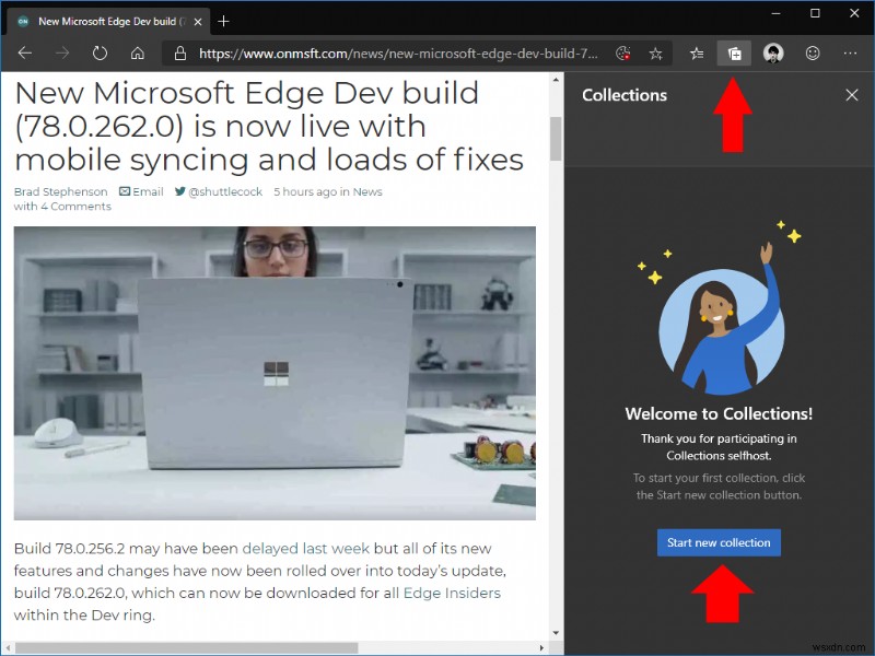 Microsoft Edge Insider でコレクションを使用する方法