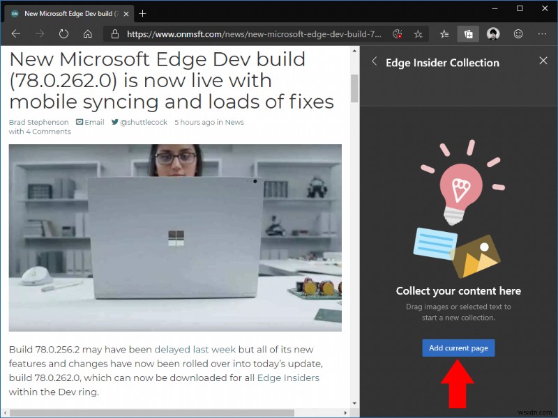 Microsoft Edge Insider でコレクションを使用する方法