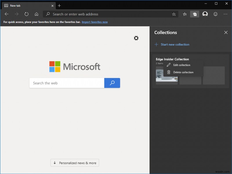 Microsoft Edge Insider でコレクションを使用する方法