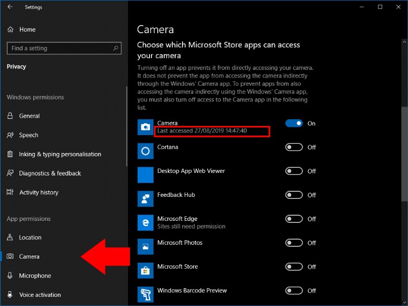 Windows 10 でウェブカメラを使用しているアプリを確認する方法