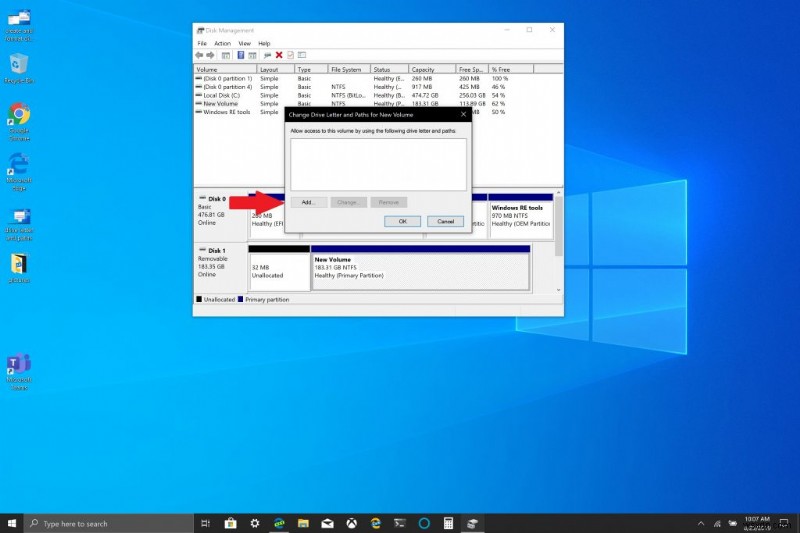 Windows 10 でリムーバブル ストレージ デバイスをマウントする方法