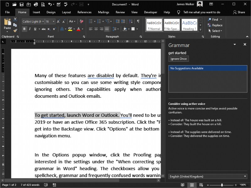 Microsoft Word で文体支援を有効にする方法