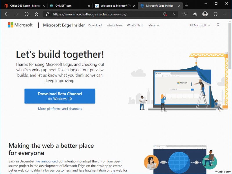 Microsoft Edge Insider でピン留めされたタブを使用する方法