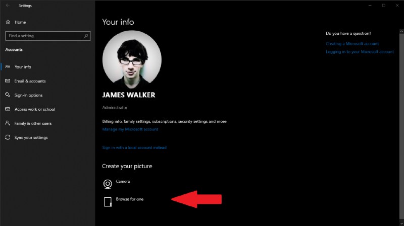 Windows 10 でアカウントのプロフィール写真を変更する方法