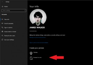 Windows 10 でアカウントのプロフィール写真を変更する方法