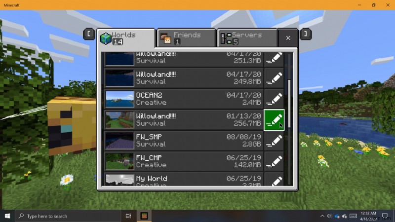 Windows 10 の Minecraft でワールドをバックアップおよびインポートする方法
