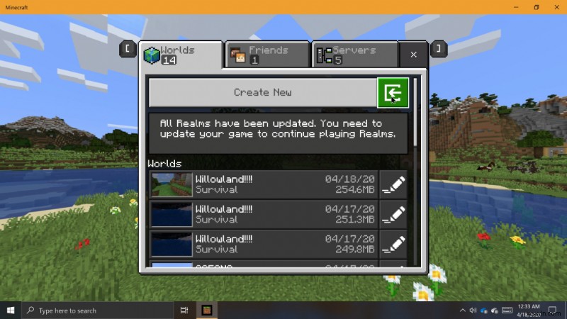 Windows 10 の Minecraft でワールドをバックアップおよびインポートする方法