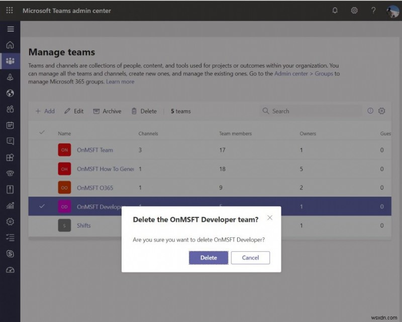 Microsoft Teams でチームを削除またはアーカイブする方法