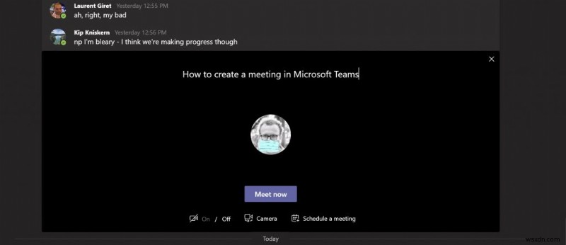 Microsoft Teams でスケジュールされたミーティングまたはインスタント ミーティングを作成する方法