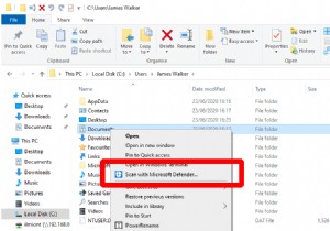 Windows セキュリティを使用してフォルダーの脅威をスキャンする方法