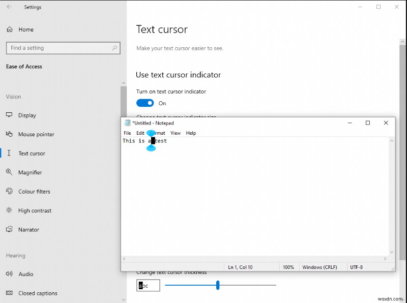 Windows 10 でテキスト入力カーソルをカスタマイズする方法