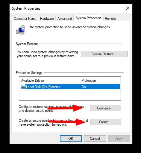 Windows 10 で復元ポイントを作成する方法