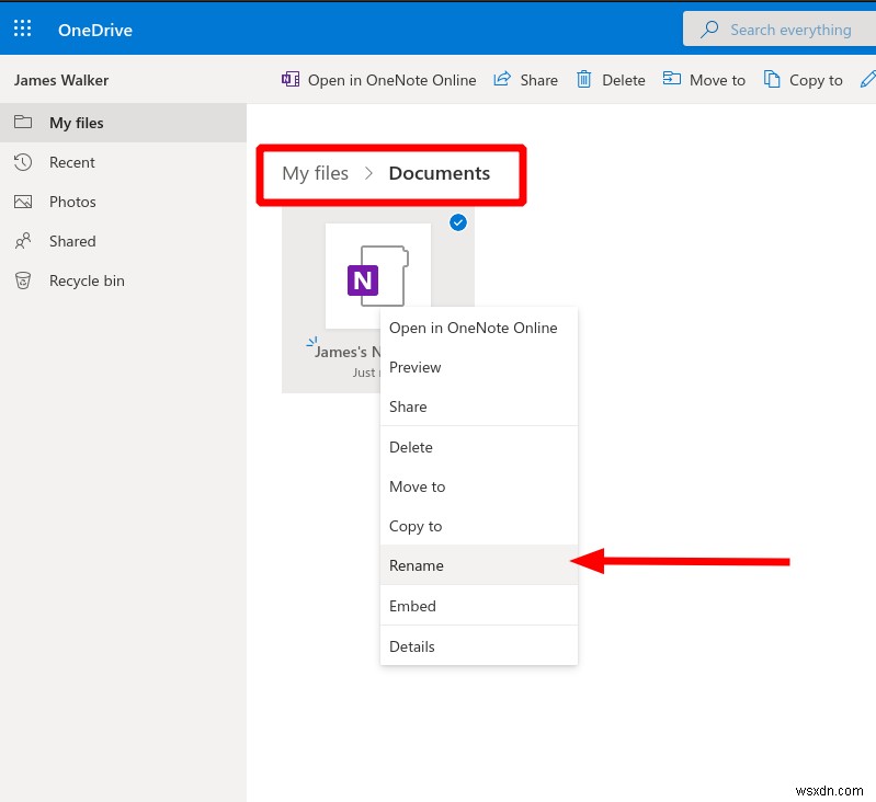 OneNote ノートブックの名前を変更する方法