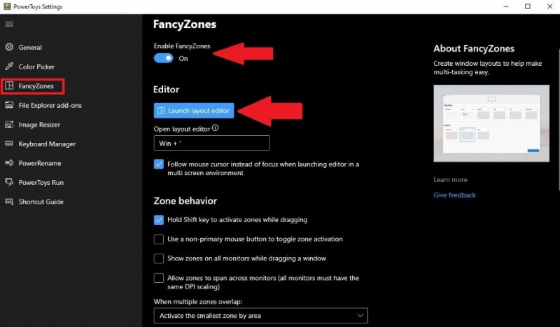 PowerToys Fancy Zones ユーティリティを使用して Windows 10 で効率を上げる方法