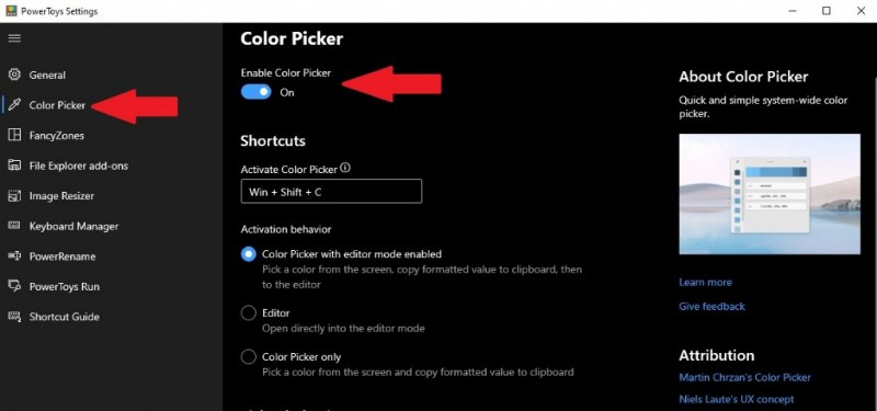 Windows 10 で PowerToys Color Picker ユーティリティを使用して完璧な色を見つける方法