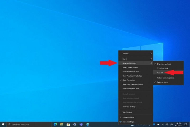 Windows 10 でニュースとインタレストを簡単にオフにする方法