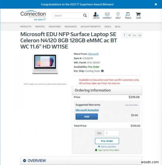 自分用または学生用の Surface Laptop SE の購入方法はこちら
