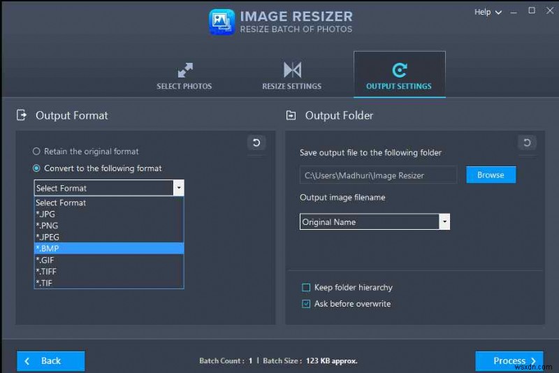 Image Resizer を使用して画像形式を変更する方法