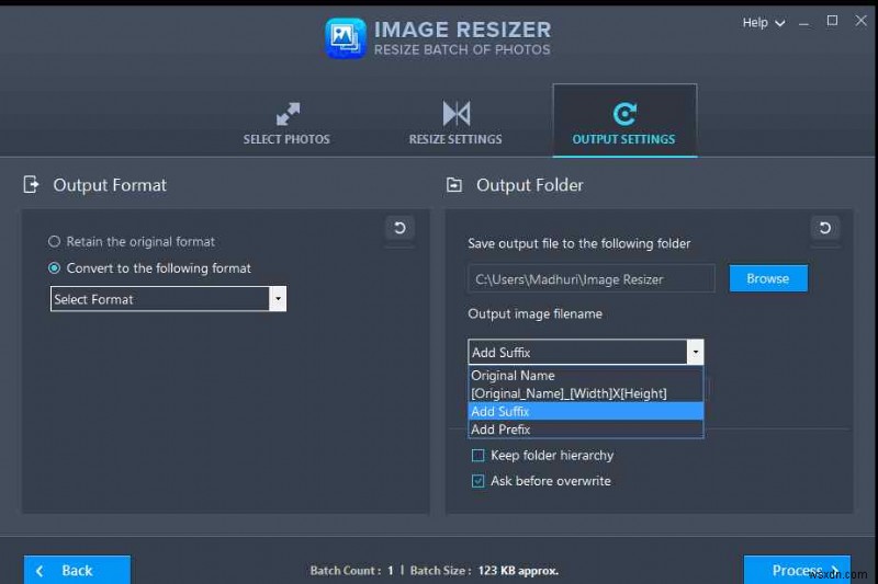 Image Resizer を使用して画像形式を変更する方法