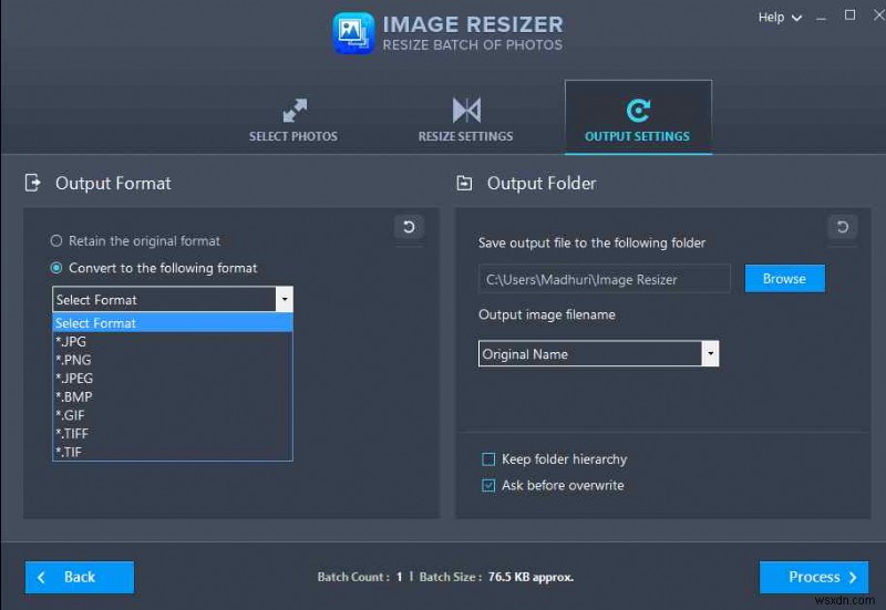 Image Resizer を使用して画像形式を変更する方法