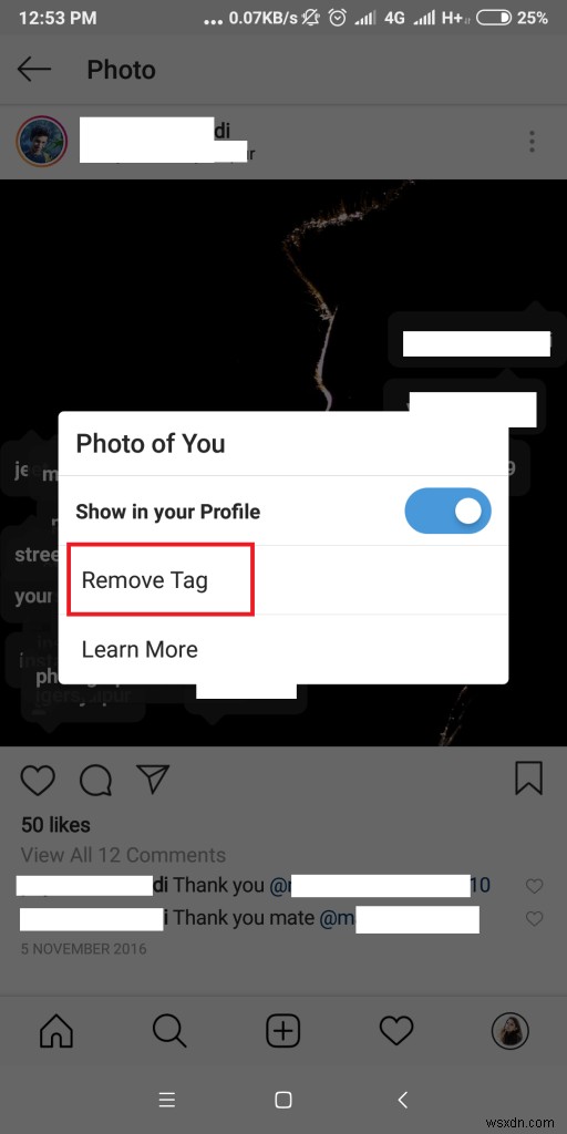 別のユーザーの Instagram 写真から自分のタグを外す方法