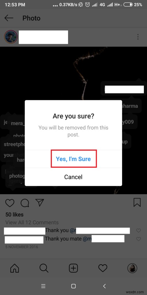 別のユーザーの Instagram 写真から自分のタグを外す方法