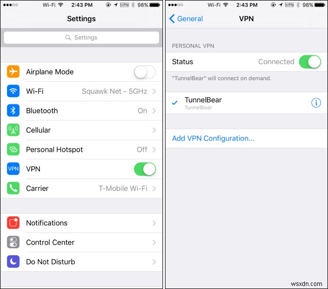 iOS で VPN アクセスを構成する手順