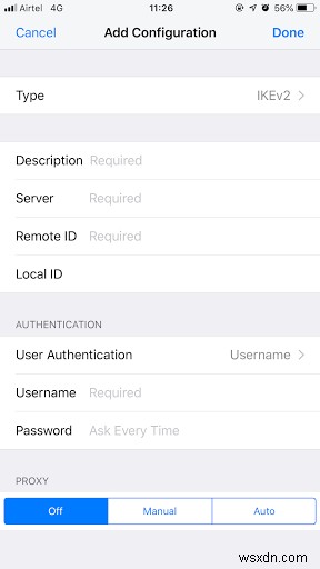 iOS で VPN アクセスを構成する手順