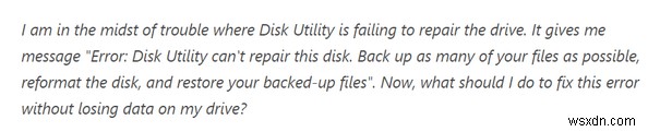 MacBook の「ディスク ユーティリティはこのディスクを修復できません」というエラー (解決済み)